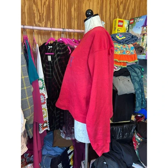 Mickey & Co Disney Vintage Red Embroidered Sweatshirt Mickey Mouse 1990's M USA - Picture 4 of 8